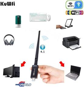 img 2 attached to 🔌 KuWFi Dual Band Bluetooth 4.1 WiFi USB Adapter: High-Speed 1200Mbps 5GHz WiFi, USB 3.0 LAN, Powerful Antenna - Compatible with Windows Linux Systems