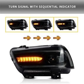 img 1 attached to VLAND Projector LED Headlights for Dodge Charger 2011-2014 - Dual Beam Lens, Sequential Turn Signals, DRL Bars - YAA-CHR-0288-H (Not Compatible with 2012 Dodge Charger SE) - Driver & Passenger Sides