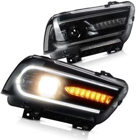 img 4 attached to VLAND Projector LED Headlights for Dodge Charger 2011-2014 - Dual Beam Lens, Sequential Turn Signals, DRL Bars - YAA-CHR-0288-H (Not Compatible with 2012 Dodge Charger SE) - Driver & Passenger Sides