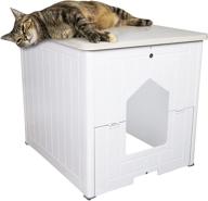 palram cat litter box furniture: stylish enclosed tray for cats, kitty end table and hidden pet house enclosure, feline hideaway logo