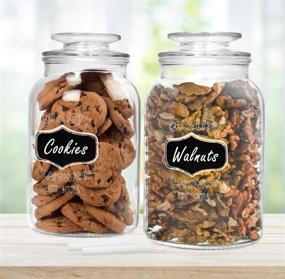 img 1 attached to 🍪 Round Glass Canister Jars with Airtight Lids - Perfect for Cookies, Candies & Cereal | Includes Chalkboard Labels and Chalk | 1/2 Gallon Size (Set of 2) | Clear