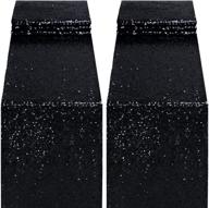 ✨ yuboo black sequin table runners, 2 pack glitter 12x108 tablecloth for halloween party decorations logo
