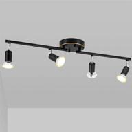 🔌 versatile led 4 light track lighting kit for exhibition/hallway - black 4 way ceiling track light with flexibly rotatable light head, cri≥90, and 4x led gu10 bulbs included (5w, 2700k, 510lm) логотип