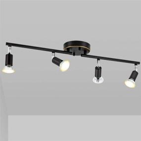 img 4 attached to 🔌 Versatile LED 4 Light Track Lighting Kit for Exhibition/Hallway - Black 4 Way Ceiling Track Light with Flexibly Rotatable Light Head, CRI≥90, and 4X LED GU10 Bulbs Included (5W, 2700K, 510LM)