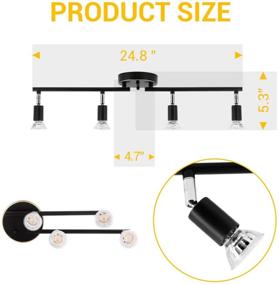 img 1 attached to 🔌 Versatile LED 4 Light Track Lighting Kit for Exhibition/Hallway - Black 4 Way Ceiling Track Light with Flexibly Rotatable Light Head, CRI≥90, and 4X LED GU10 Bulbs Included (5W, 2700K, 510LM)