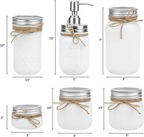 img 1 attached to Tebery 6 Pack White Painted Mason Jar Bathroom Accessories Set: Rustic Farmhouse Décor for Bathroom Countertop Vanity Organization