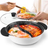 non-stick shabu shabu hot pot with divider for induction cooktop - two-flavor cookware ideal for 2-3 person логотип