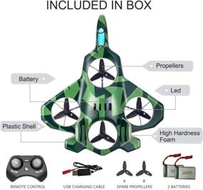 img 2 attached to Zego F22 Remote Control Drone for Kids and Beginners, Easy to Fly and Hover, RC Quadcopter Fighter Jet with 360° Flips, LED Light Indication, Upgraded 4 Blade Propellers and 2 Batteries, Best Gift for Kids