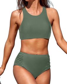 img 4 attached to 👙 Stylish and Flattering Holipick Women's High Waisted Bikini Set - Perfect Two Piece Swimsuits for Teens and Girls