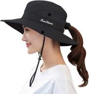 women's sun uv protection hat with mesh and wide brim, designed with ponytail hole, ideal for summer логотип