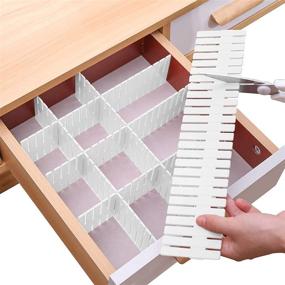 img 4 attached to ✨ Adjustable Drawer Dividers Organizer Set - 8 Pieces, Ideal for Clothes Makeup Storage in Bathroom, Bedroom, Kitchen, and Office, Suitable for Dresser, Desk, and Box, Cut-to-Size Option Available