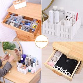 img 3 attached to ✨ Adjustable Drawer Dividers Organizer Set - 8 Pieces, Ideal for Clothes Makeup Storage in Bathroom, Bedroom, Kitchen, and Office, Suitable for Dresser, Desk, and Box, Cut-to-Size Option Available