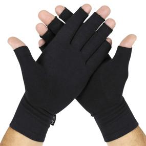 img 4 attached to Vive Rheumatoid Arthritis Gloves - Fingerless Compression Wrap for Hand Pain and Osteoarthritis - Unisex Black Hand Wrap for Joint Symptom Relief - Enhanced Open Finger Fit