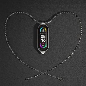 img 2 attached to 📿 2-Way Wearing Stainless Steel Strap Necklace for Xiaomi Mi Band 6/5/4/3 - Fashionable Smart Band Accessories - Metal Bracelet Pendant Jewelry for Men and Women