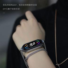 img 1 attached to 📿 2-Way Wearing Stainless Steel Strap Necklace for Xiaomi Mi Band 6/5/4/3 - Fashionable Smart Band Accessories - Metal Bracelet Pendant Jewelry for Men and Women