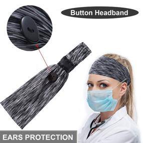 img 2 attached to 🩺 Elastic Button Headbands for Doctor Nurse, Ears Protection, Non-Slip Hair Bands for Yoga, Sports, Running