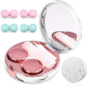 img 4 attached to 🌹 Rose Gold Contact Lens Cases: 5 in 1 Travel Box with Mirror, Tweezers, Remover Tool & Solution Bottle - Perfect for Outdoor, Office, and Daily Use