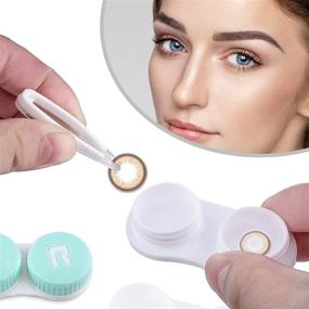 img 1 attached to 🌹 Rose Gold Contact Lens Cases: 5 in 1 Travel Box with Mirror, Tweezers, Remover Tool & Solution Bottle - Perfect for Outdoor, Office, and Daily Use
