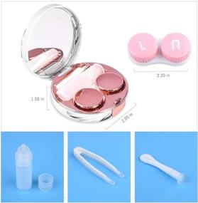 img 3 attached to 🌹 Rose Gold Contact Lens Cases: 5 in 1 Travel Box with Mirror, Tweezers, Remover Tool & Solution Bottle - Perfect for Outdoor, Office, and Daily Use