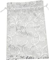 🎁 sungulf 50 шт. органзовый мешочек: прочный мешочек с затяжкой 6x8 для украшений, свадебных подарков - серебряно-белый логотип