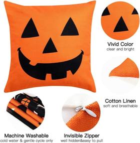 img 2 attached to 🎃 Hogardeck Halloween Pillow Covers Decorations: 18x18 Happy Halloween Trick or Treat Set of 4 Pillow Covers - Perfect Halloween Decor for Indoor and Outdoor Living Rooms