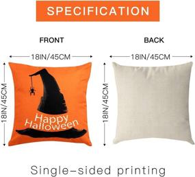 img 1 attached to 🎃 Hogardeck Halloween Pillow Covers Decorations: 18x18 Happy Halloween Trick or Treat Set of 4 Pillow Covers - Perfect Halloween Decor for Indoor and Outdoor Living Rooms