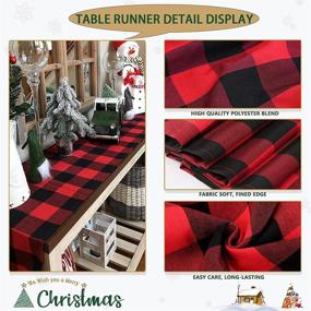img 2 attached to 2 Pack Christmas Table Runner: Buffalo Plaid Checker 🎄 Design for Coffee, Dinner, Thanksgiving & Family Gatherings - 13x108inch