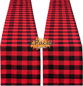 img 4 attached to 2 Pack Christmas Table Runner: Buffalo Plaid Checker 🎄 Design for Coffee, Dinner, Thanksgiving & Family Gatherings - 13x108inch