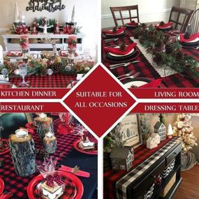 img 3 attached to 2 Pack Christmas Table Runner: Buffalo Plaid Checker 🎄 Design for Coffee, Dinner, Thanksgiving & Family Gatherings - 13x108inch