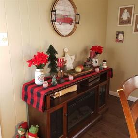 img 1 attached to 2 Pack Christmas Table Runner: Buffalo Plaid Checker 🎄 Design for Coffee, Dinner, Thanksgiving & Family Gatherings - 13x108inch