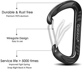 img 2 attached to 🔑 GABBRO Carabiner Clip Heavy Duty, 4 Pack 12Kn (2697 lbs) Keychain Aluminum Wiregate Carabiners for Keys, Hammock, Hiking, Dog Leash