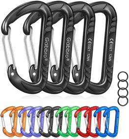 img 4 attached to 🔑 GABBRO Carabiner Clip Heavy Duty, 4 Pack 12Kn (2697 lbs) Keychain Aluminum Wiregate Carabiners for Keys, Hammock, Hiking, Dog Leash