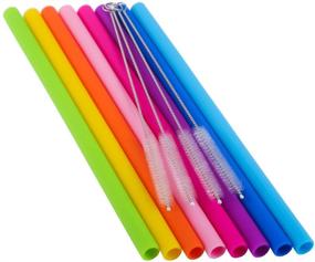 img 2 attached to 🥤 8Pcs Straight and Smooth Silicone Straws for 30&amp;20 oz Tumblers - Reusable Straws Extra Long for Yeti/Rtic/Ozark with 4 Brushes and 1 Red Storage Pouch