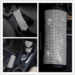 img 4 attached to 💎 MIGHTYDUTY 1pcs Handbrake Cover with Crystal Diamond, Bling Rhinestone Leather Shiny Design Handcrafted Car Accessories for Most Car Models