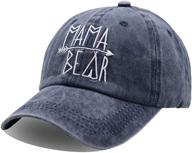 🧢 stylish mama bear denim hat – adjustable washed dyed cotton baseball cap logo