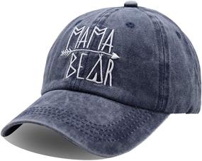 img 2 attached to 🧢 Stylish Mama Bear Denim Hat – Adjustable Washed Dyed Cotton Baseball Cap