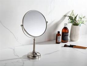 img 3 attached to 🪞 KAIIY 8-Inch Tabletop Cosmetic Mirror with Double Sided 5X Magnification, Swivel Design for Makeup, Shaving, and Vanity - Brushed Nickel Finish