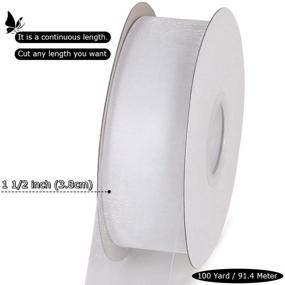 img 3 attached to Premium HRX Package Sheer Organza Ribbon White 1.5 inch, 100 Yard: Ideal Mesh Wedding Ribbon for Christmas Presents & Gift Wrapping