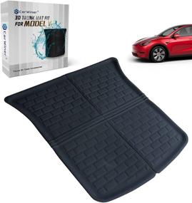 img 4 attached to All-Weather Waterproof Rear Trunk Mats: Carwiner Tesla Model Y Accessories - Rear Cargo Liner 2020 2021