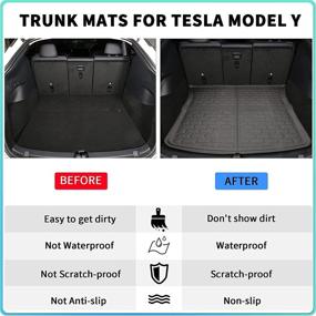 img 1 attached to All-Weather Waterproof Rear Trunk Mats: Carwiner Tesla Model Y Accessories - Rear Cargo Liner 2020 2021