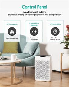 img 2 attached to Bagotte H13 True HEPA Air Purifier: Powerful Quiet Cleaner for Large Rooms, Bedrooms, and Homes - Allergies, Pets, Odors, Smoke, Dust, Pollens, and Ozone-Free