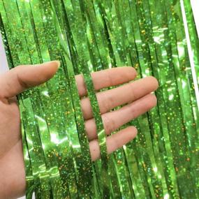 img 1 attached to Green Foil Curtain Party Decoration: Metallic Tinsel Fringe Curtains for Weddings, Birthdays, and Celebrations