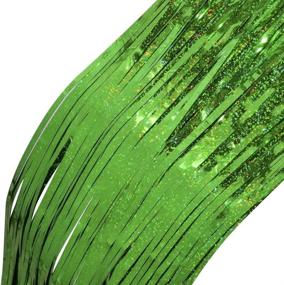 img 2 attached to Green Foil Curtain Party Decoration: Metallic Tinsel Fringe Curtains for Weddings, Birthdays, and Celebrations