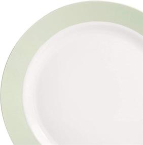 img 2 attached to 🍽️ OCCASIONS 50 Plates Pack - Wedding Party Disposable Plastic Plate Set for 25 Guests: 25 x 10.5'' Dinner + 25 x 7.5'' Salad/Dessert plates (Rio, White & Pearled Green)