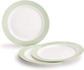 img 3 attached to 🍽️ OCCASIONS 50 Plates Pack - Wedding Party Disposable Plastic Plate Set for 25 Guests: 25 x 10.5'' Dinner + 25 x 7.5'' Salad/Dessert plates (Rio, White & Pearled Green)