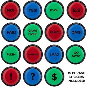 img 1 attached to 🔴 Red Inventiv 30 Second Custom Recordable Talking Button with 15 Phrase Stickers - Record, Playback & Enhance Your Own Message with Quality Voice Sound Recorder