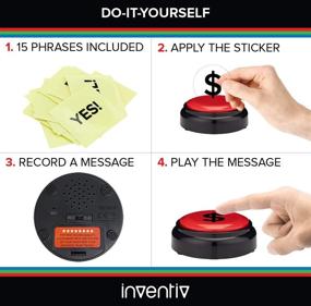 img 2 attached to 🔴 Red Inventiv 30 Second Custom Recordable Talking Button with 15 Phrase Stickers - Record, Playback & Enhance Your Own Message with Quality Voice Sound Recorder