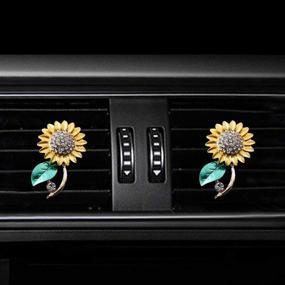 img 1 attached to 🌻 MLOVESIE Bling Bling Car Fragrance Crystal Sunflower Air Freshener Set with Vent Clip