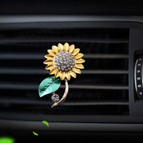 img 2 attached to 🌻 MLOVESIE Bling Bling Car Fragrance Crystal Sunflower Air Freshener Set with Vent Clip