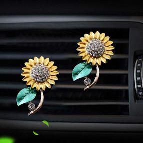 img 3 attached to 🌻 MLOVESIE Bling Bling Car Fragrance Crystal Sunflower Air Freshener Set with Vent Clip